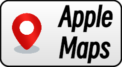 Logo of Apple Maps featuring a red location pin and the text 'Apple Maps'.